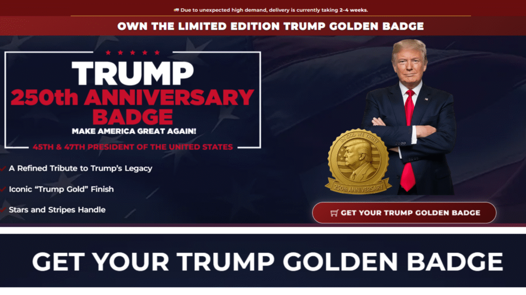 Trump 250th Anniversary Golden Badge